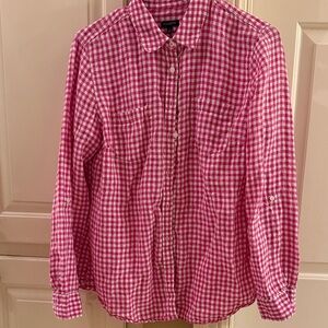 Talbots Pink Gingham Button Down Shirt